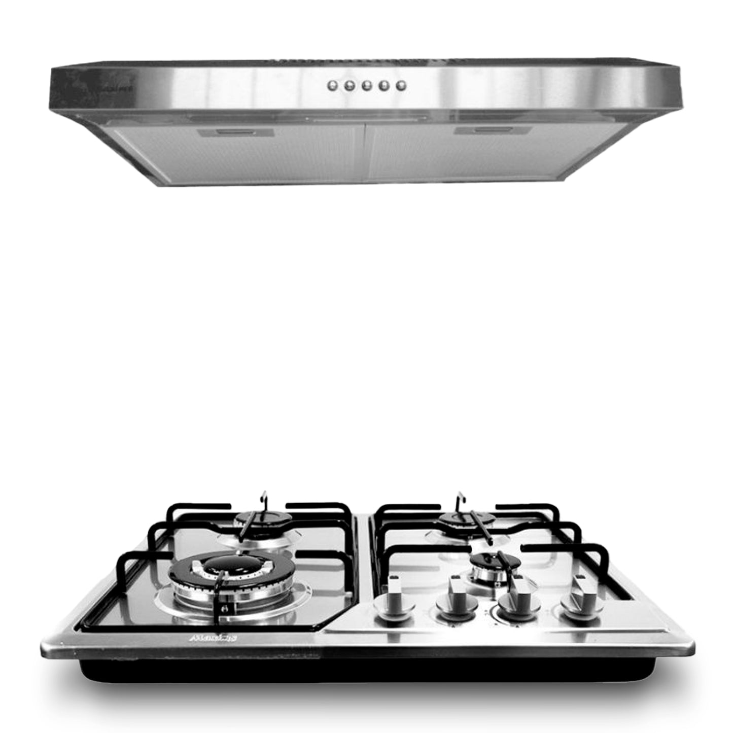 Combo Parrilla a Gas 4 Quemadores + Campana Extractora de Acero Inoxidable 60 cm