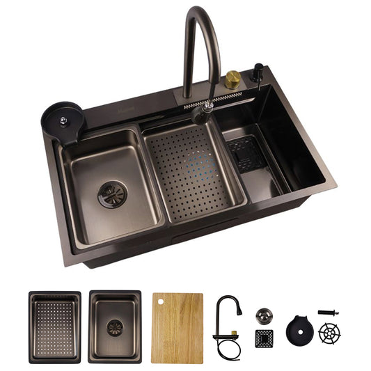 Tarja de Cocina Maxims Kit Fregadero de Cascada Acero Inoxidable con Accesorios