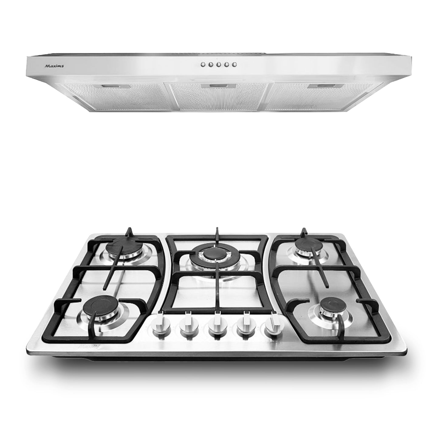 Combo Premium de Parrilla a Gas 5 Quemadores + Campana 80 cm de Acero Inoxidable