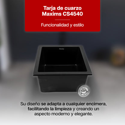 Tarja Fregadero Maxims 46x41 cm de Cuarzo Negro Mate