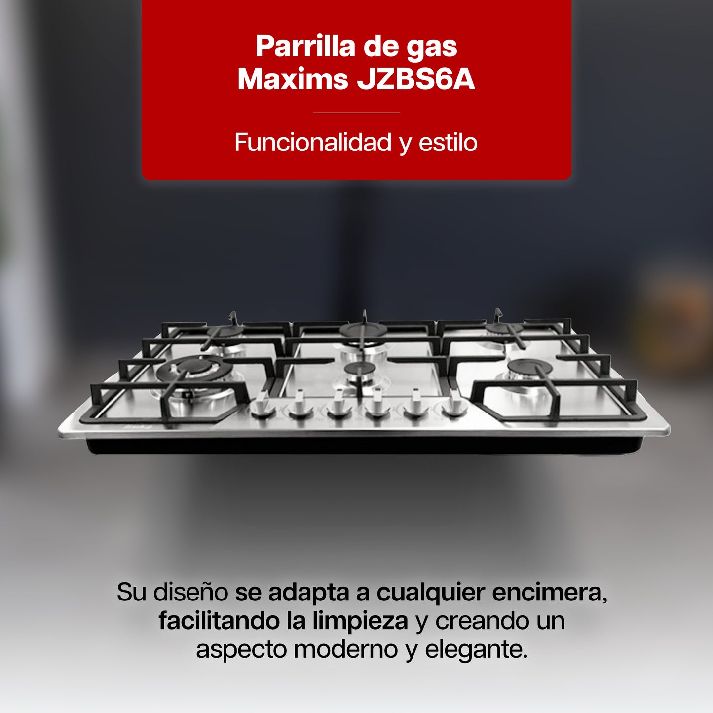 Parrilla Maxims a Gas 90 x 51 cm de 6 Quemadores Acero Inoxidable Empotrable