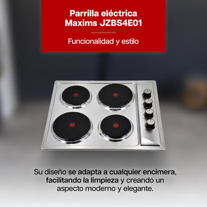 Parrilla Eléctrica 59 x 51 cm de 4 Quemadores Acero Inoxidable 110V