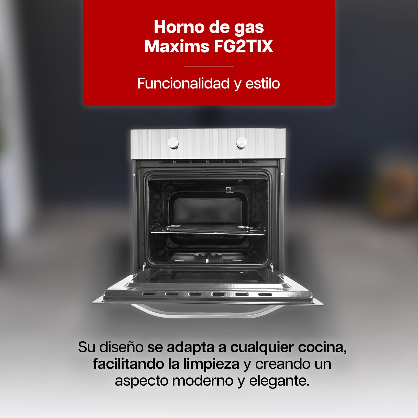 Horno Empotrable Maxims a Gas de Cristal Espejo Plateado