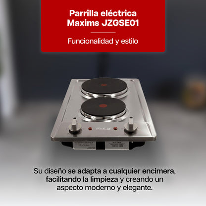 Parrilla Eléctrica 30 x 51 cm de 2 quemadores Acero Inoxidable Empotrable 1500W