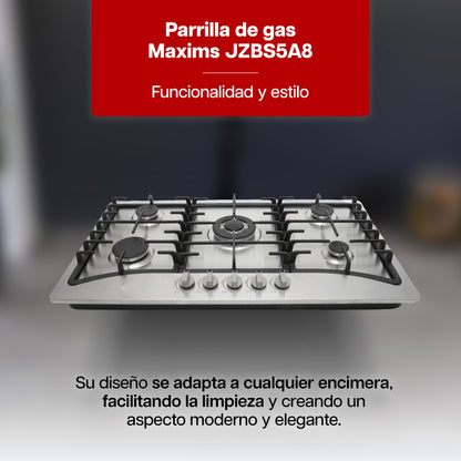 Parrilla Maxims 86 x 51 cm a Gas de Acero Inoxidable 5 Quemadores LP 120V