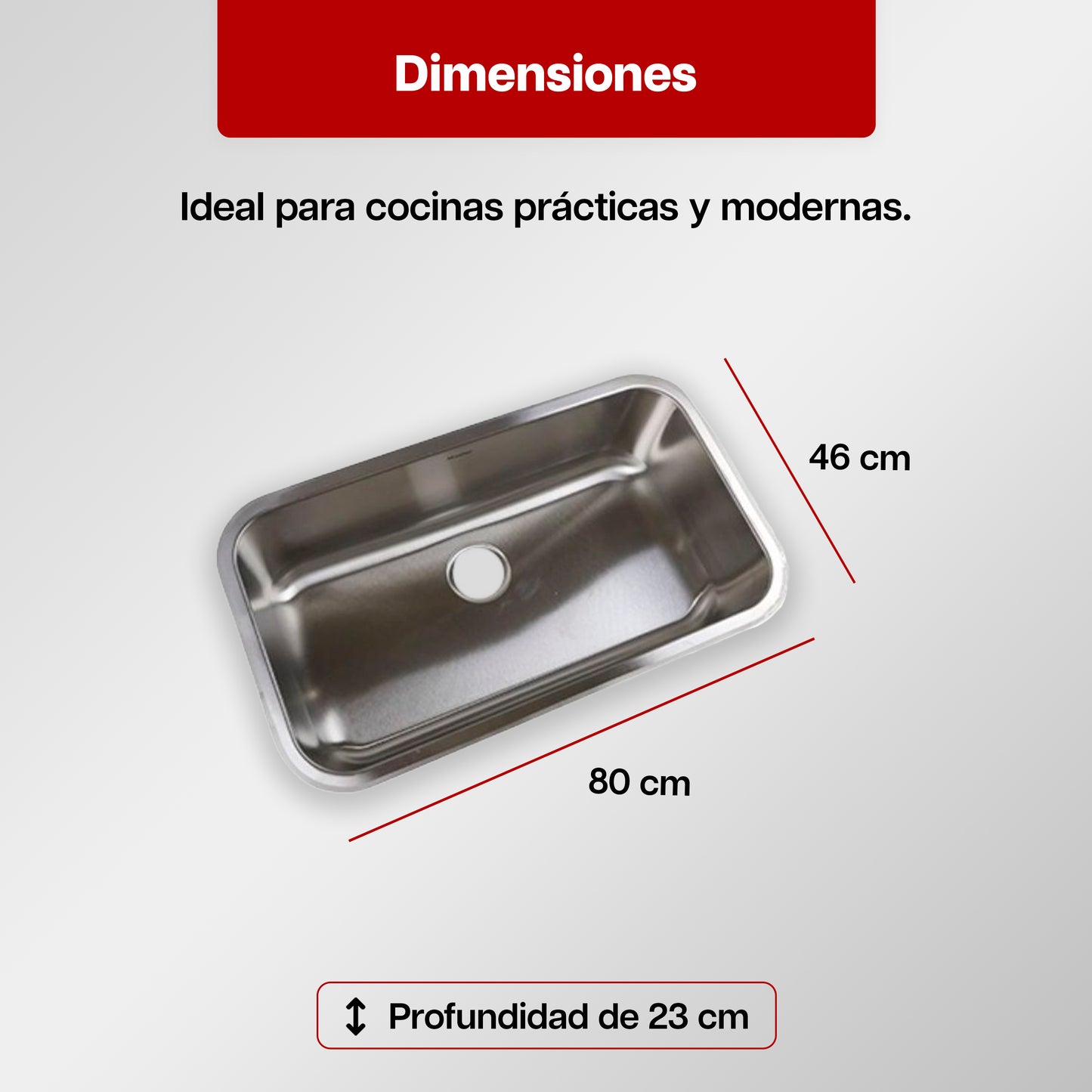 Tarja Fregadero Maxims 80x46 cm Acero Inoxidable  Cepillado