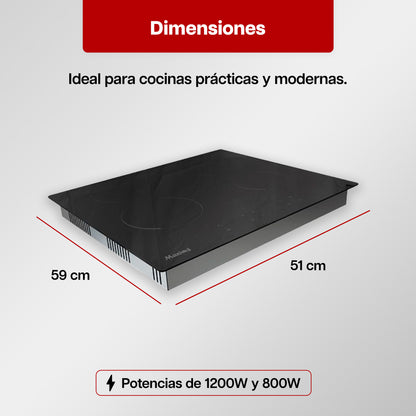 Parrilla Eléctrica 51 x 59 cm Maxims de Cristal Negro 4 Quemadores 120V