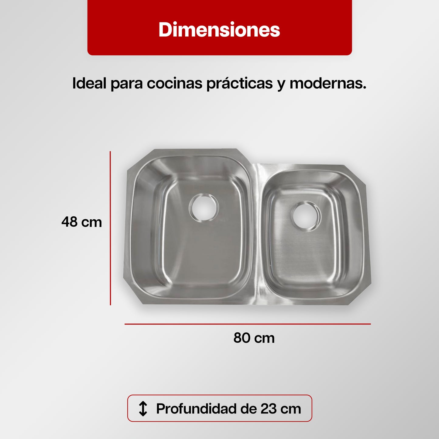 Tarja Fregadero Maxims 80x48 cm de Acero Inoxidable Cepillado