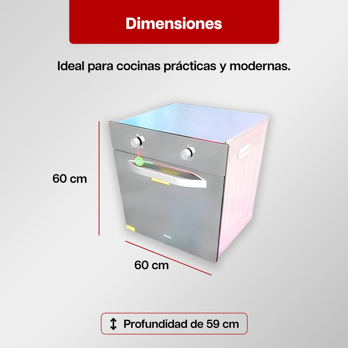 Horno Empotrable Maxims a Gas de Cristal Espejo Plateado