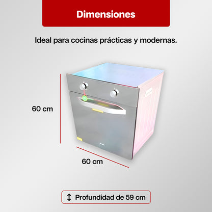 Horno Empotrable Maxims a Gas de Cristal Espejo Plateado