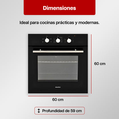 Horno Eléctrico Maxims 60 cm Negro 110V Empotrable Cristal