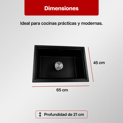 Tarja Fregadero Maxims 65x45 cm de Cuarzo Negro Mate