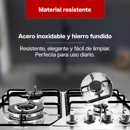 Combo Parrilla a Gas 4 Quemadores + Campana Extractora de Acero Inoxidable 60 cm