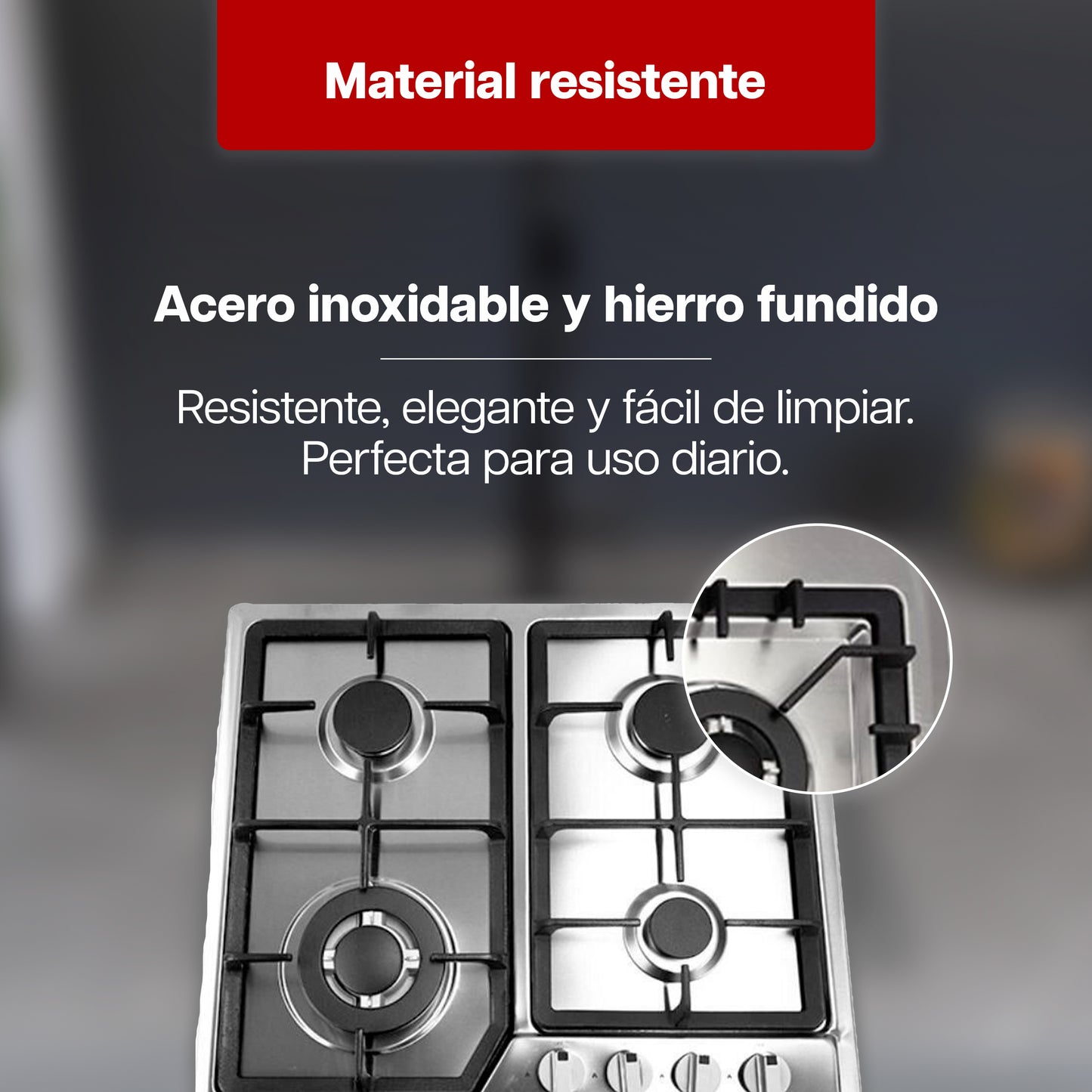 Parrilla de Gas 59 x 51 cm Maxims de Acero Inoxidable 4 Quemadores 110V de Hierro