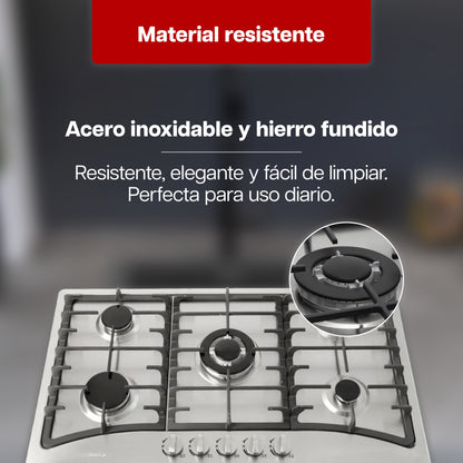 Parrilla Maxims 86 x 51 cm a Gas de Acero Inoxidable 5 Quemadores LP 120V