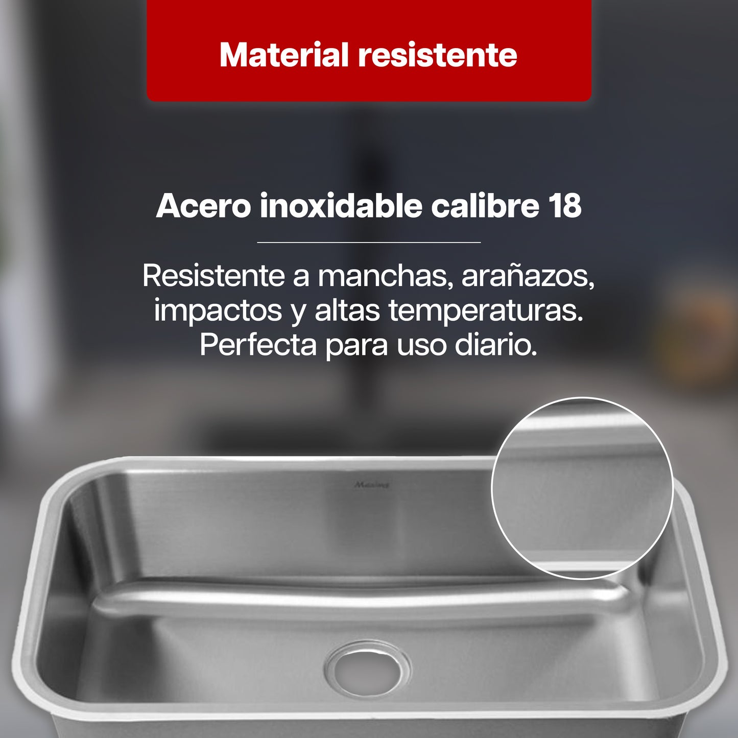 Tarja Fregadero Maxims 80x46 cm Acero Inoxidable  Cepillado