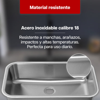 Tarja Fregadero Maxims 80x46 cm Acero Inoxidable  Cepillado