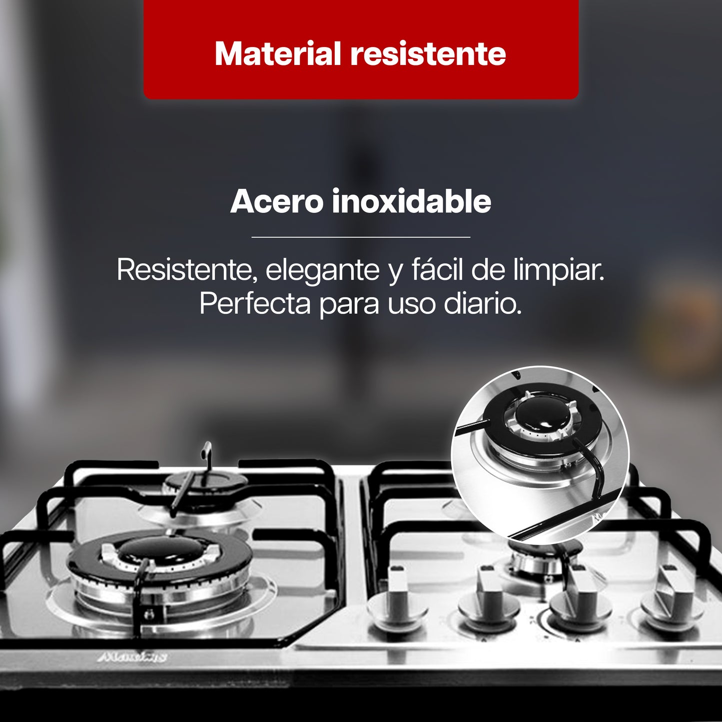 Parrilla a Gas 60 x 51 cm Empotrable Maxims Quemadores de Acero Inoxidable de 4 Quemadores de Alambron