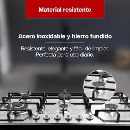 Parrilla Maxims a Gas 90 x 51 cm de 6 Quemadores Acero Inoxidable Empotrable