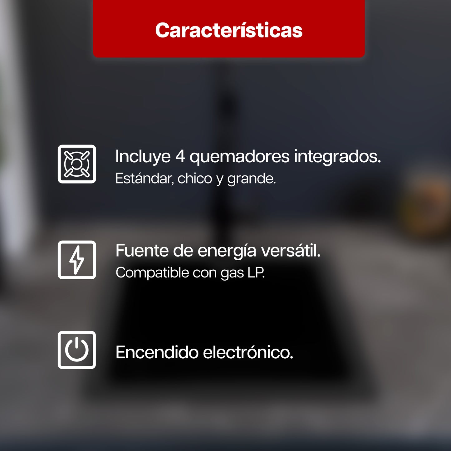 Parrilla a Gas 60 x 51 cm Empotrable Maxims Quemadores de Acero Inoxidable de 4 Quemadores de Alambron