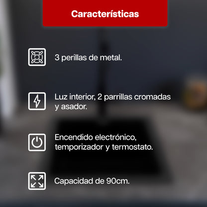 Horno Empotrable a Gas en Acero Inoxidable Clásico