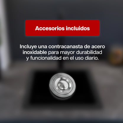 Tarja Fregadero Maxims 65x45 cm de Cuarzo Negro Mate