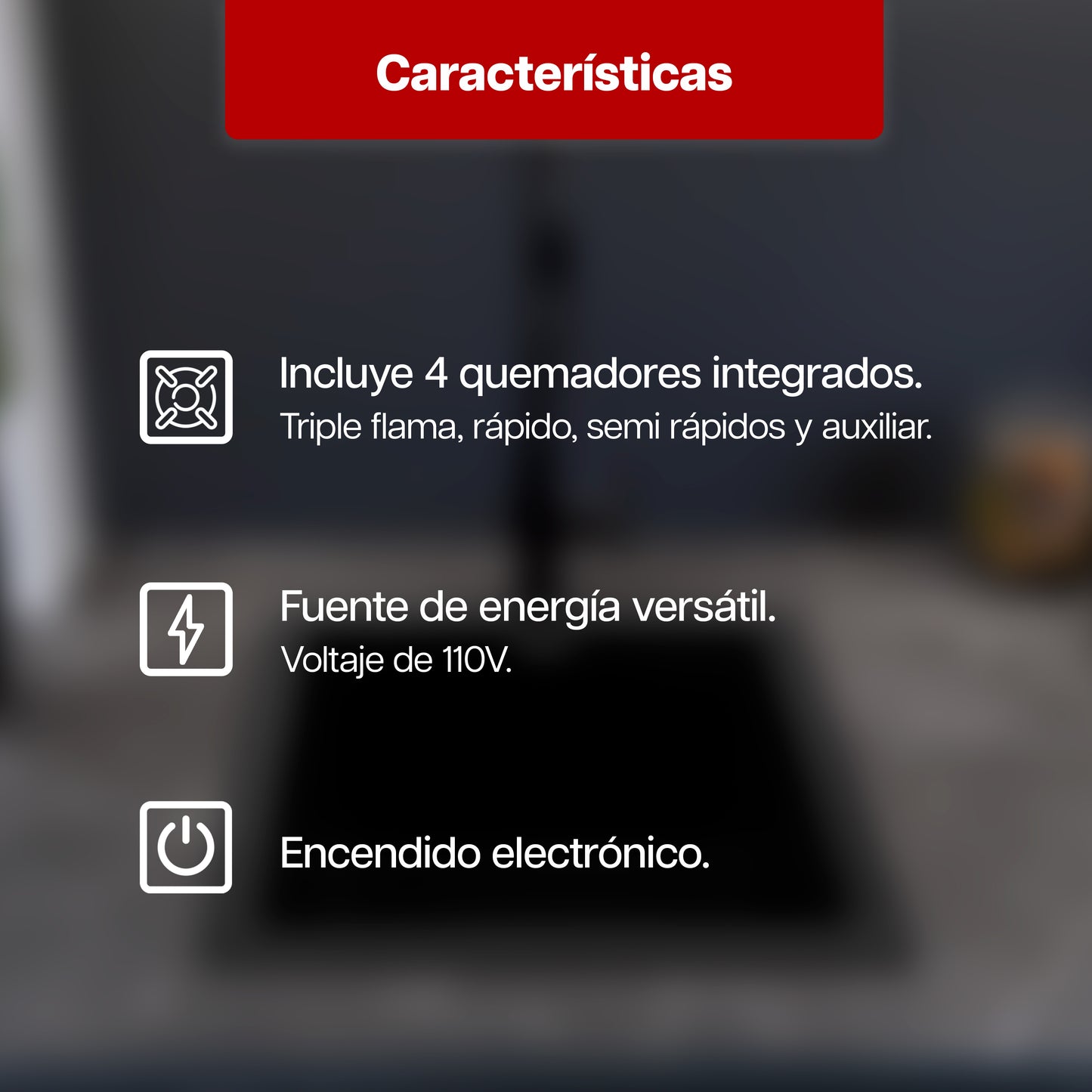 Parrilla de Gas 59 x 51 cm Maxims de Acero Inoxidable 4 Quemadores 110V de Hierro