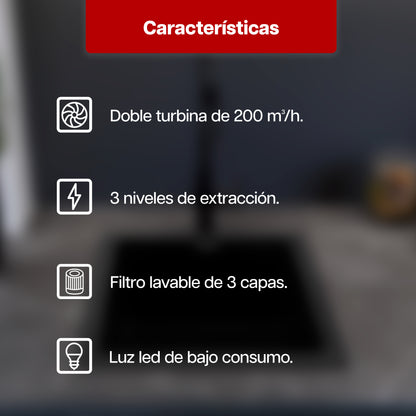 Campana Extractora Maxims 50 cm con Doble Turbina
