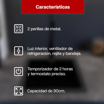 Horno Empotrable Maxims a Gas de Cristal Espejo Plateado