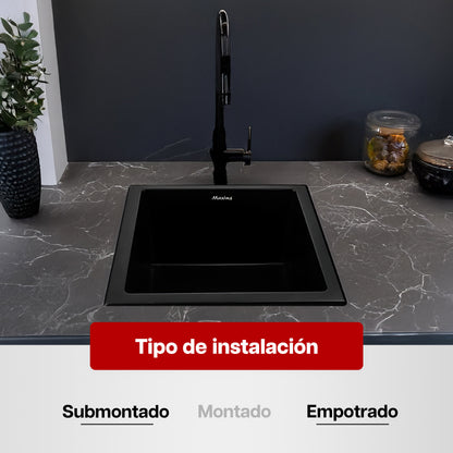 Tarja Fregadero Maxims 46x41 cm de Cuarzo Negro Mate