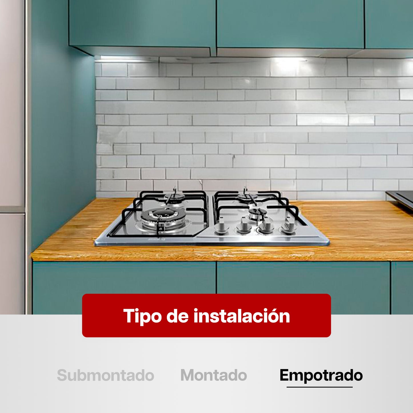 Parrilla a Gas 60 x 51 cm Empotrable Maxims Quemadores de Acero Inoxidable de 4 Quemadores de Alambron