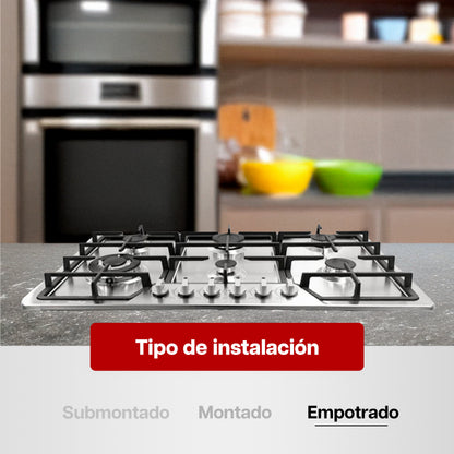 Parrilla Maxims a Gas 90 x 51 cm de 6 Quemadores Acero Inoxidable Empotrable