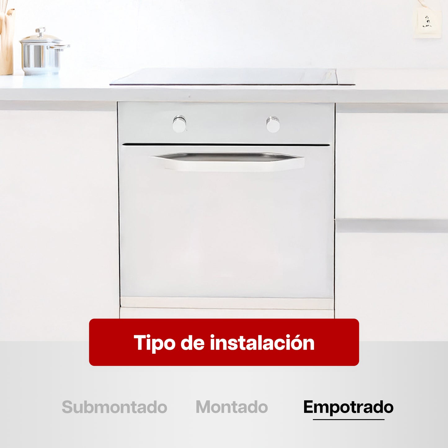 Horno Empotrable Maxims a Gas de Cristal Espejo Plateado