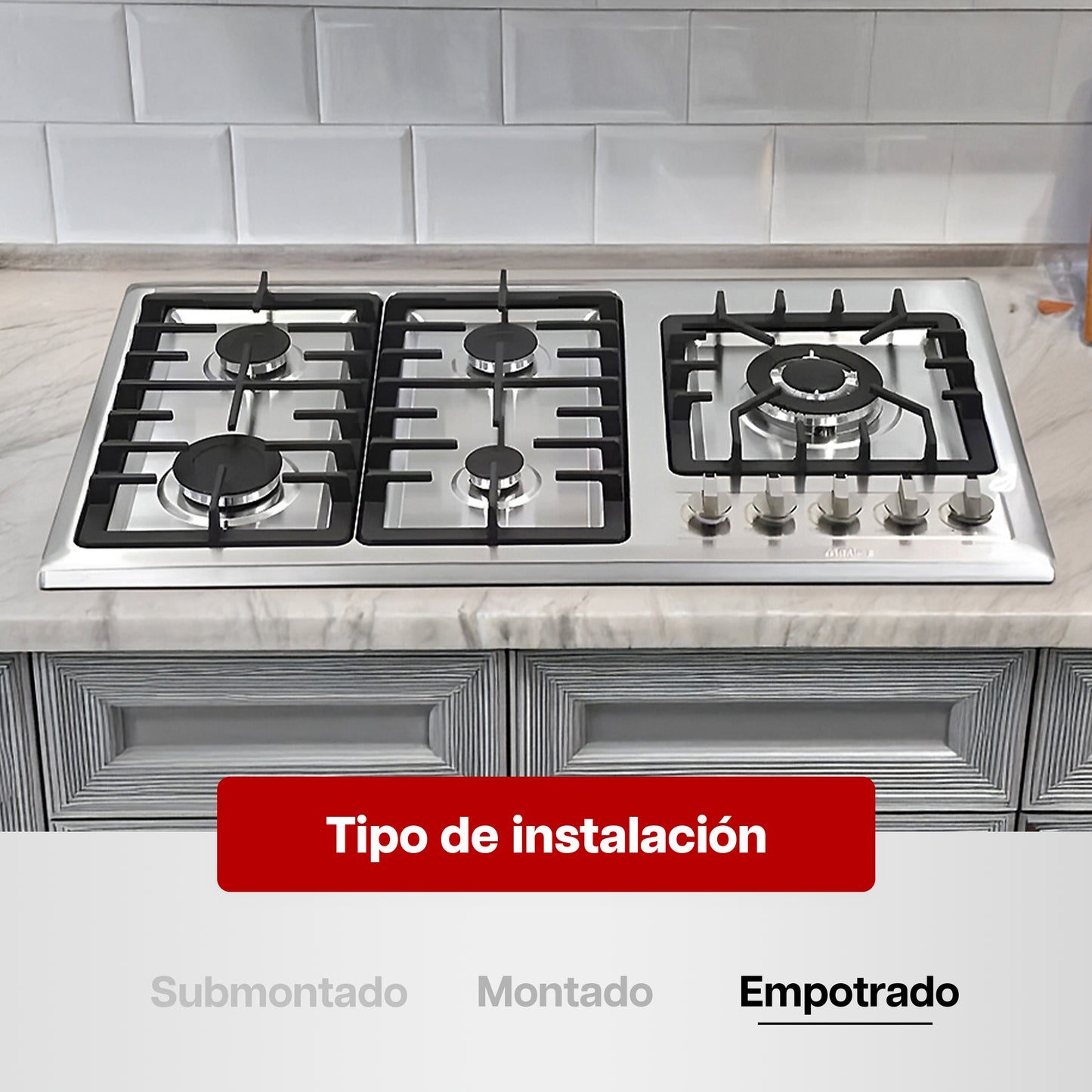 Parrilla a Gas 68 x 51 cm Maxims de 5 Quemadores Acero Inoxidable 120V