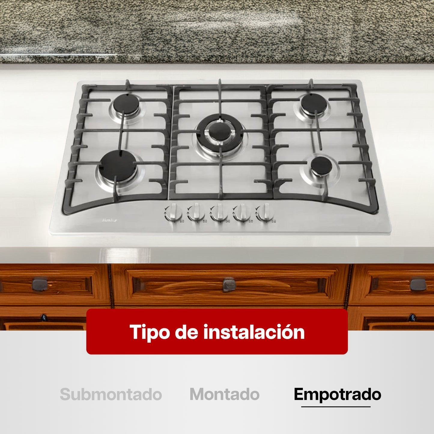 Parrilla Maxims 86 x 51 cm a Gas de Acero Inoxidable 5 Quemadores LP 120V