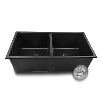 Tarja Fregadero Maxims 81x45 cm de Cuarzo Negro Mate Doble Tina